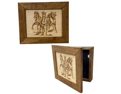 Wild Horses Gun Safe - Recessed In Wall or Wall Mounted Decorative Secure Gun Cabinet Wild Horses Gun Safe - Recessed In Wall or Wall Mounted Decorative Secure Gun Cabinet