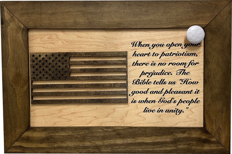 American Flag & Patriotism Decorative & Secure Wall-Mounted Gun Cabinet (Jacobean & Natural) American Flag & Patriotism Decorative & Secure Wall-Mounted Gun Cabinet (Jacobean & Natural)