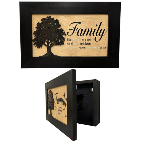 Decorative Secured Gun Storage Cabinet with Family Branches (Black) Decorative Secured Gun Storage Cabinet with Family Branches (Black)