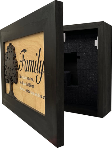 Decorative Secured Gun Storage Cabinet with Family Branches (Black) Decorative Secured Gun Storage Cabinet with Family Branches (Black)