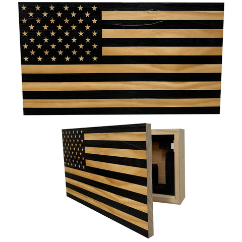 American Flag Decorative & Secure Wall-Mounted Gun Cabinet (Black) American Flag Decorative & Secure Wall-Mounted Gun Cabinet (Black)