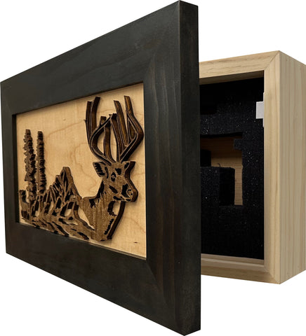 Decorative Secure Gun Cabinet with Deer Scene - Wall-Mounted Gun Safe To Securely Store Your Personal Protection Decorative Secure Gun Cabinet with Deer Scene - Wall-Mounted Gun Safe To Securely Store Your Personal Protection