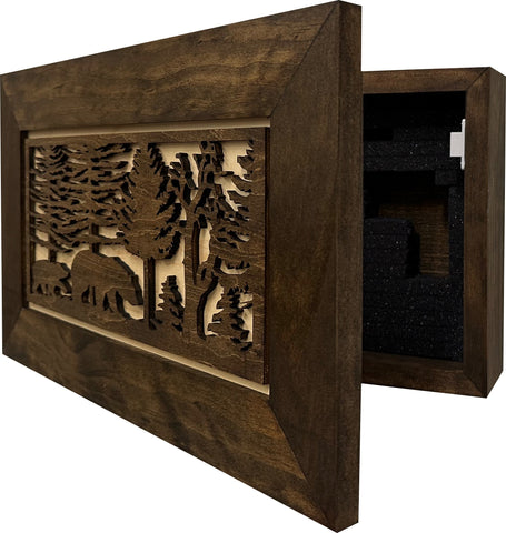 Wood Gun Cabinet Bears In The Woods Wall Decoration - Hidden Gun Safe To Securely Store Your Gun In Plain Sigh Wood Gun Cabinet Bears In The Woods Wall Decoration - Hidden Gun Safe To Securely Store Your Gun In Plain Sigh
