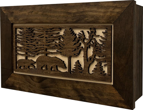Wood Gun Cabinet Bears In The Woods Wall Decoration - Hidden Gun Safe To Securely Store Your Gun In Plain Sigh Wood Gun Cabinet Bears In The Woods Wall Decoration - Hidden Gun Safe To Securely Store Your Gun In Plain Sigh