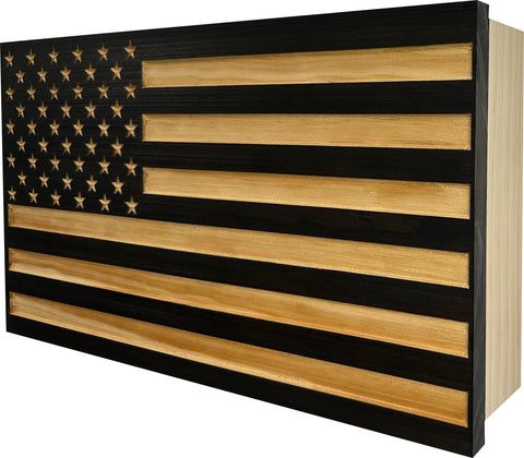 Carved American Flag Decorative Wall-Mounted Secure Gun Cabinet Carved American Flag Decorative Wall-Mounted Secure Gun Cabinet