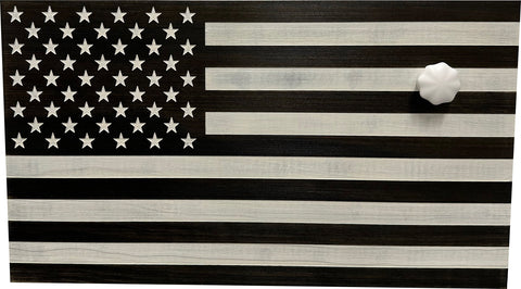 American Flag Decorative & Secure Wall-Mounted Gun Cabinet (Black & White Distressed) American Flag Decorative & Secure Wall-Mounted Gun Cabinet (Black & White Distressed)