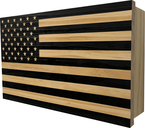 American Flag Decorative & Secure Wall-Mounted Gun Cabinet (Carbon Gray) American Flag Decorative & Secure Wall-Mounted Gun Cabinet (Carbon Gray)