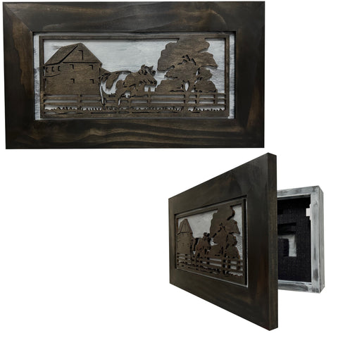 Decorative Cow Farm Wall-Mounted Secure Gun Cabinet - Gun Safe To Securely Store Your Gun & Home Self Defense Gear Decorative Cow Farm Wall-Mounted Secure Gun Cabinet - Gun Safe To Securely Store Your Gun & Home Self Defense Gear