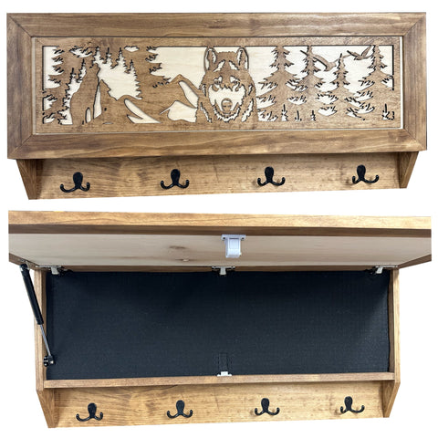 Coat Rack Hidden Gun Storage - Wolf In The Mountains Coat Rack Hidden Gun Storage - Wolf In The Mountains