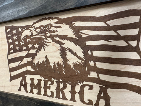 American Flag with Bald Eagle Patriotic Decorative Wall-Mounted Secure Gun Cabinet American Flag with Bald Eagle Patriotic Decorative Wall-Mounted Secure Gun Cabinet
