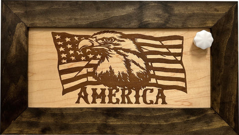 American Flag with Bald Eagle Patriotic Decorative Wall-Mounted Secure Gun Cabinet American Flag with Bald Eagle Patriotic Decorative Wall-Mounted Secure Gun Cabinet