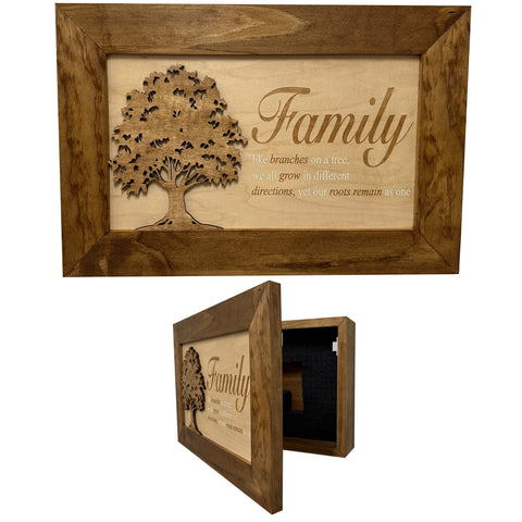 Decorative Secured Gun Storage Cabinet with Family Branches (Early American) Decorative Secured Gun Storage Cabinet with Family Branches (Early American)