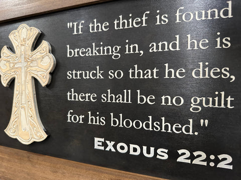 Decorative Gun Cabinet Wall-Mounted & Secure with a Cross and Exodus 22:2 - Gun safe To Securely Store Your Gun & Home Self Defense Gear Decorative Gun Cabinet Wall-Mounted & Secure with a Cross and Exodus 22:2 - Gun safe To Securely Store Your Gun & Home Self Defense Gear