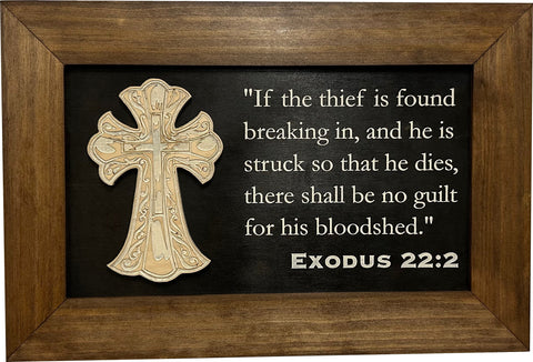 Decorative Gun Cabinet Wall-Mounted & Secure with a Cross and Exodus 22:2 - Gun safe To Securely Store Your Gun & Home Self Defense Gear Decorative Gun Cabinet Wall-Mounted & Secure with a Cross and Exodus 22:2 - Gun safe To Securely Store Your Gun & Home Self Defense Gear