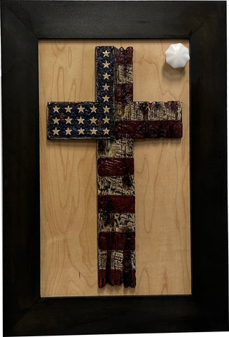 American Flag Cross Decorative Wall-Mounted Secure Gun Cabinet American Flag Cross Decorative Wall-Mounted Secure Gun Cabinet