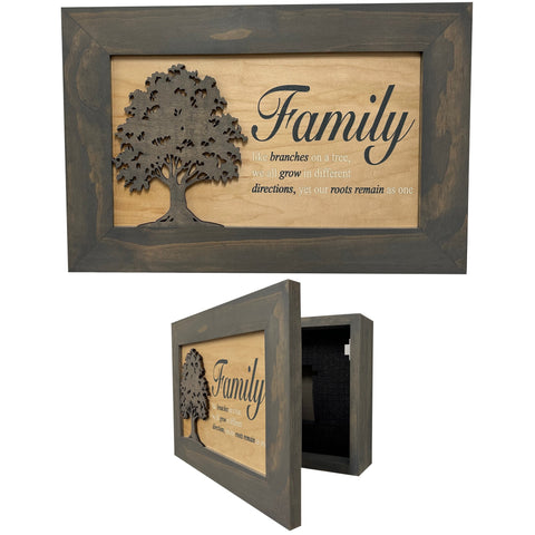 Decorative Secured Gun Storage Cabinet with Family Branches (Gray) Decorative Secured Gun Storage Cabinet with Family Branches (Gray)
