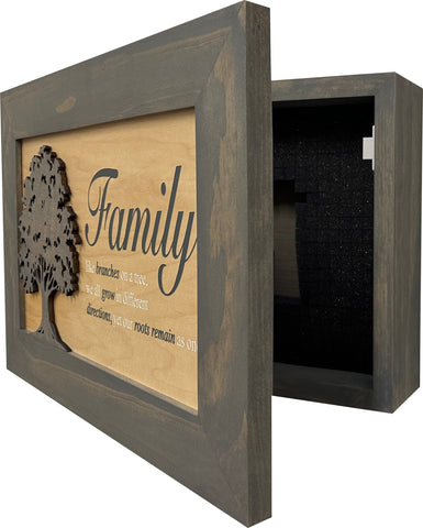 Decorative Secured Gun Storage Cabinet with Family Branches (Gray) Decorative Secured Gun Storage Cabinet with Family Branches (Gray)