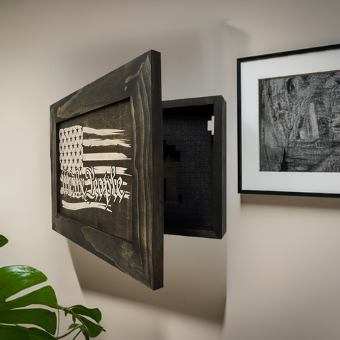 American Flag Gun Cabinet We The People Decorative and Secure Hidden Gun Safe (Black and White) American Flag Gun Cabinet We The People Decorative and Secure Hidden Gun Safe (Black and White)