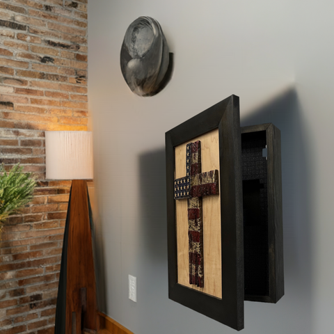American Flag Cross Decorative Wall-Mounted Secure Gun Cabinet American Flag Cross Decorative Wall-Mounted Secure Gun Cabinet