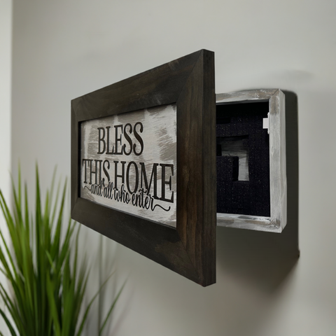 Bless This Home And All Who Enter Decorative Wall-Mounted Secure Gun Cabinet Bless This Home And All Who Enter Decorative Wall-Mounted Secure Gun Cabinet