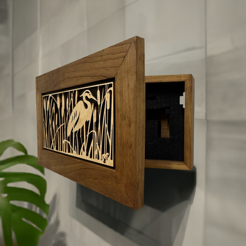 Decorative Gun Safe Heron in Cattails Wall-Mounted Gun Cabinet To Securely Store Your Gun In Plain Sight Decorative Gun Safe Heron in Cattails Wall-Mounted Gun Cabinet To Securely Store Your Gun In Plain Sight