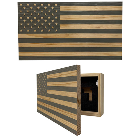 American Flag Decorative & Secure Wall-Mounted Gun Cabinet (Gray) American Flag Decorative & Secure Wall-Mounted Gun Cabinet (Gray)
