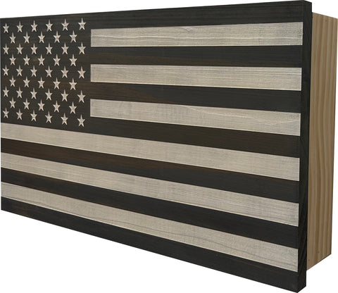 American Flag Decorative & Secure Wall-Mounted Gun Cabinet (Gray & White) American Flag Decorative & Secure Wall-Mounted Gun Cabinet (Gray & White)