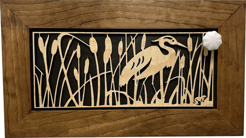 Decorative Gun Safe Heron in Cattails Wall-Mounted Gun Cabinet To Securely Store Your Gun In Plain Sight Decorative Gun Safe Heron in Cattails Wall-Mounted Gun Cabinet To Securely Store Your Gun In Plain Sight