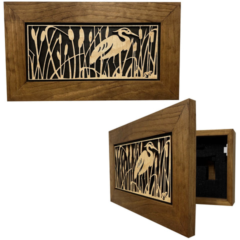 Decorative Gun Safe Heron in Cattails Wall-Mounted Gun Cabinet To Securely Store Your Gun In Plain Sight Decorative Gun Safe Heron in Cattails Wall-Mounted Gun Cabinet To Securely Store Your Gun In Plain Sight