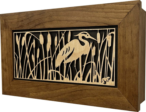 Decorative Gun Safe Heron in Cattails Wall-Mounted Gun Cabinet To Securely Store Your Gun In Plain Sight Decorative Gun Safe Heron in Cattails Wall-Mounted Gun Cabinet To Securely Store Your Gun In Plain Sight