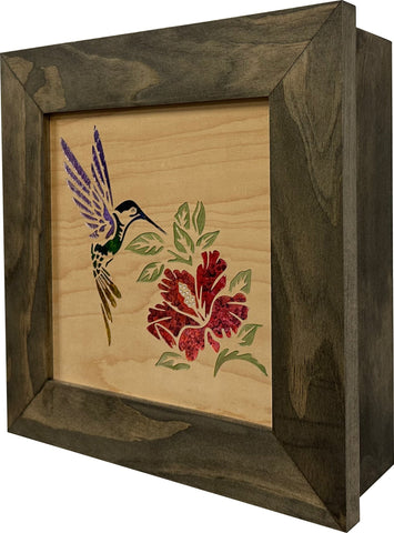 Decorative Wooden Gun Safe with Hummingbird and Hibiscus Decorative Wooden Gun Safe with Hummingbird and Hibiscus