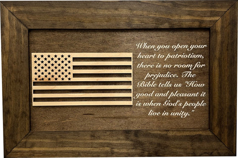 American Flag & Patriotism Decorative & Secure Wall-Mounted Gun Cabinet (Jacobean & Natural) American Flag & Patriotism Decorative & Secure Wall-Mounted Gun Cabinet (Jacobean & Natural)