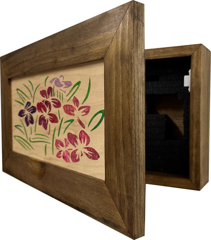 Hidden Gun Safe Just Flowers Wall Decoration - Wood Gun Cabinet To Securely Store Your Gun In Plain Sight by Bellewood Designs Hidden Gun Safe Just Flowers Wall Decoration - Wood Gun Cabinet To Securely Store Your Gun In Plain Sight by Bellewood Designs