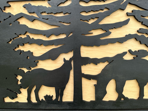 Large Hidden Gun Storage Cabinet Horse Scene Wall Decor - Two Horses Together Large Hidden Gun Storage Cabinet Horse Scene Wall Decor - Two Horses Together