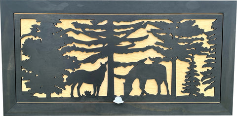 Large Hidden Gun Storage Cabinet Horse Scene Wall Decor - Two Horses Together Large Hidden Gun Storage Cabinet Horse Scene Wall Decor - Two Horses Together