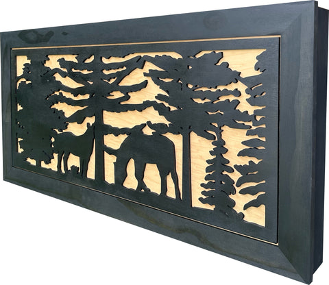 Large Hidden Gun Storage Cabinet Horse Scene Wall Decor - Two Horses Together Large Hidden Gun Storage Cabinet Horse Scene Wall Decor - Two Horses Together