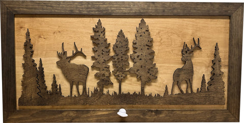 Large Hidden Gun Storage Cabinet Wall Decor - Deer and Moose In The Woods Scene Large Hidden Gun Storage Cabinet Wall Decor - Deer and Moose In The Woods Scene