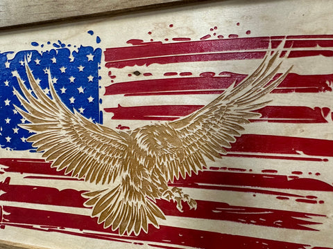 Bald Eagle & American Flag Patriotic Decorative Wall-Mounted Secure Gun Cabinet Bald Eagle & American Flag Patriotic Decorative Wall-Mounted Secure Gun Cabinet