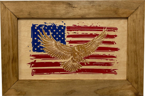 Bald Eagle & American Flag Patriotic Decorative Wall-Mounted Secure Gun Cabinet Bald Eagle & American Flag Patriotic Decorative Wall-Mounted Secure Gun Cabinet