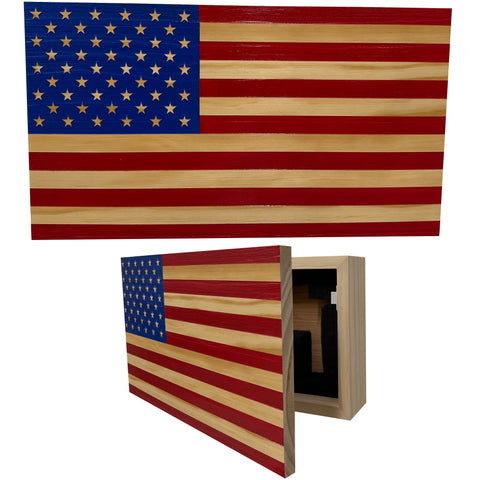 American Flag Decorative & Secure Wall-Mounted Gun Cabinet (Red & Blue) American Flag Decorative & Secure Wall-Mounted Gun Cabinet (Red & Blue)