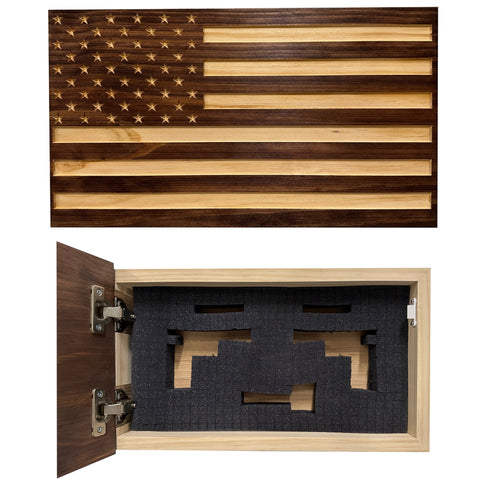 Carved American Flag Decorative Wall-Mounted Secure Gun Cabinet Carved American Flag Decorative Wall-Mounted Secure Gun Cabinet