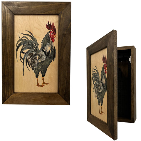 Hidden Gun Cabinet Farmhouse Rooster Art Wall Decoration - Secure Gun Safe by Bellewood Designs Hidden Gun Cabinet Farmhouse Rooster Art Wall Decoration - Secure Gun Safe by Bellewood Designs