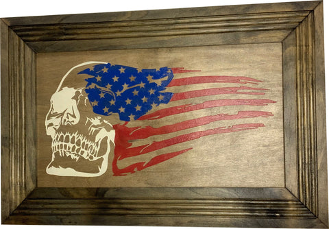 Decorative and Secure Gun Cabinet with Skull & American Flag Design Decorative and Secure Gun Cabinet with Skull & American Flag Design