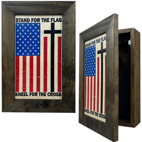 American Flag Hidden Gun Storage Cabinet - Stand For The Flag, Kneel For The Cross Concealed Gun Storage American Flag Hidden Gun Storage Cabinet - Stand For The Flag, Kneel For The Cross Concealed Gun Storage