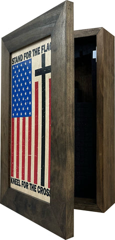 American Flag Hidden Gun Storage Cabinet - Stand For The Flag, Kneel For The Cross Concealed Gun Storage American Flag Hidden Gun Storage Cabinet - Stand For The Flag, Kneel For The Cross Concealed Gun Storage