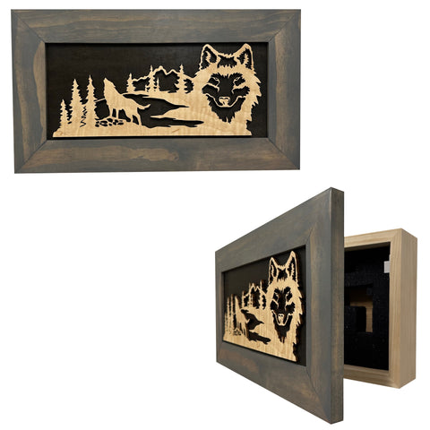 Wall-Mounted Gun Cabinet Wolf Scenery Wall Decoration - Gun Safe To Securely Store Your Gun In Plain Sight Wall-Mounted Gun Cabinet Wolf Scenery Wall Decoration - Gun Safe To Securely Store Your Gun In Plain Sight