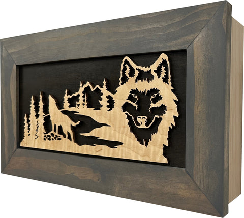 Wall-Mounted Gun Cabinet Wolf Scenery Wall Decoration - Gun Safe To Securely Store Your Gun In Plain Sight Wall-Mounted Gun Cabinet Wolf Scenery Wall Decoration - Gun Safe To Securely Store Your Gun In Plain Sight