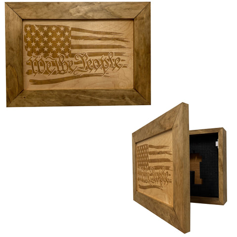 American Flag Gun Cabinet We The People Decorative and Secure Hidden Gun Safe (Natural) American Flag Gun Cabinet We The People Decorative and Secure Hidden Gun Safe (Natural)