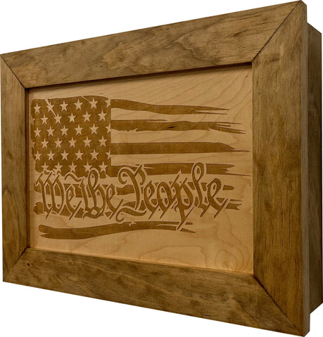 American Flag Gun Cabinet We The People Decorative and Secure Hidden Gun Safe (Natural) American Flag Gun Cabinet We The People Decorative and Secure Hidden Gun Safe (Natural)