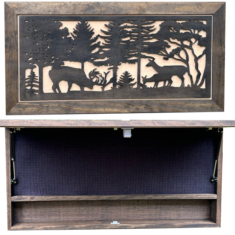 Large Hidden Gun Storage Cabinet Deer Scene Wall Decor - Deer In The Woods Concealed Gun Cabinet Large Hidden Gun Storage Cabinet Deer Scene Wall Decor - Deer In The Woods Concealed Gun Cabinet